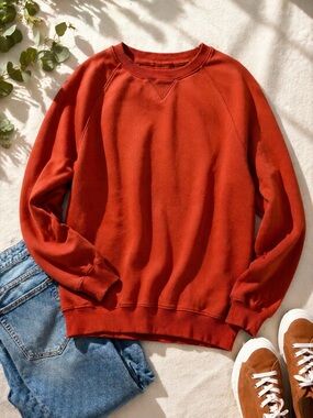 Duluth Trading Co Rust Orange Crewneck Sweatshirt Large Cotton Blend Pullover